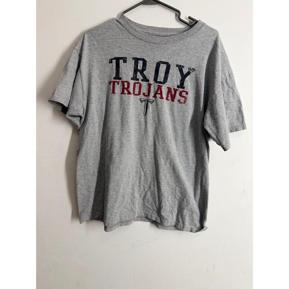Troy Trojans NCAA Graphic T-Shirt Gray Mens Large Alabama